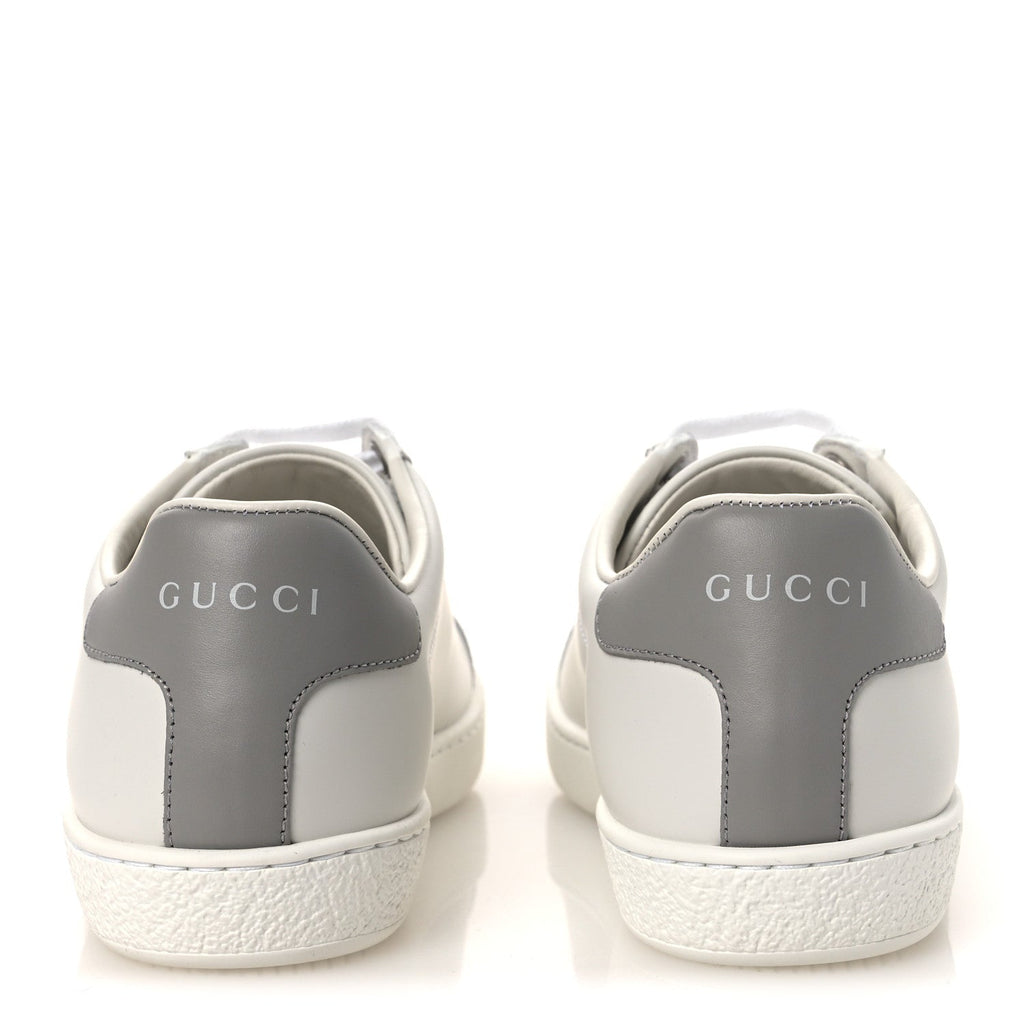 Gucci Calfskin Interlocking G Perforated Womens Ace Sneakers 37 White Grey Sky