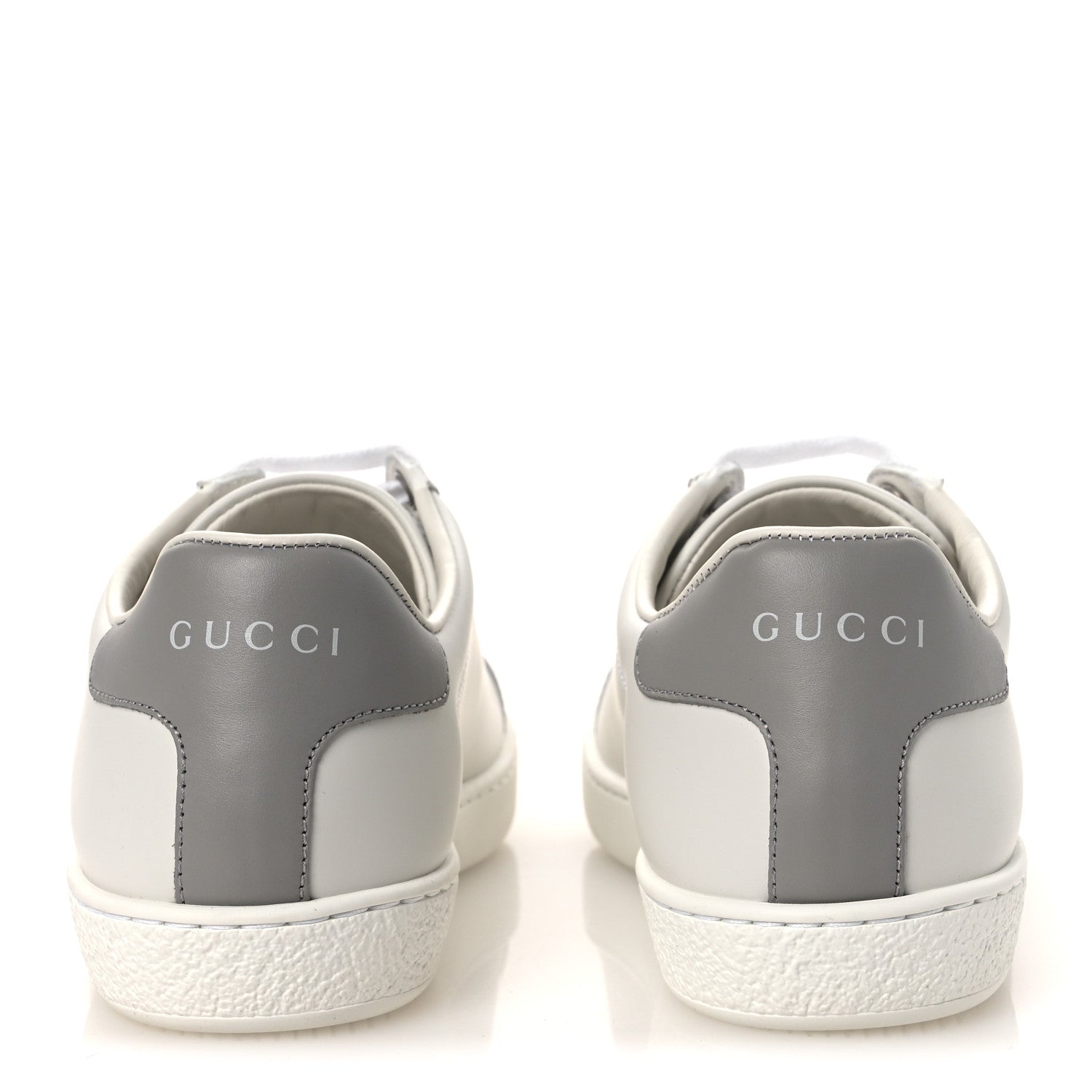 Gucci Calfskin Interlocking G Perforated Womens Ace Sneakers 37 White Grey Sky
