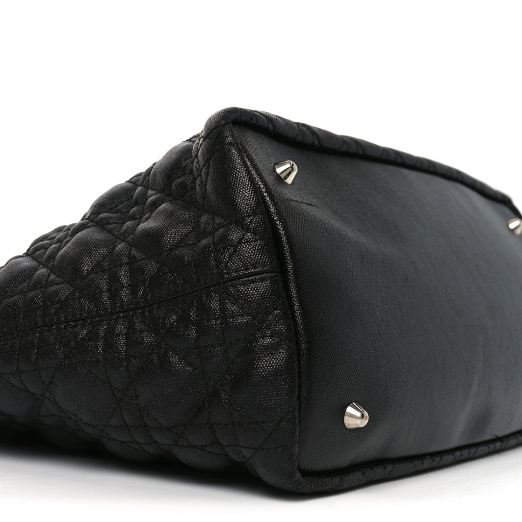 Christian Dior Coated Canvas Cannage Small Panarea Tote Black