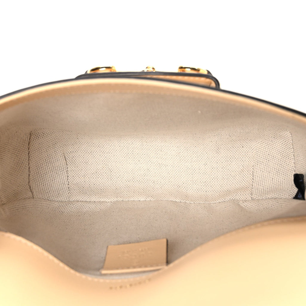 Gucci Azalea Calfskin Web Mini Horsebit 1955 Shoulder Bag Bubble Tea