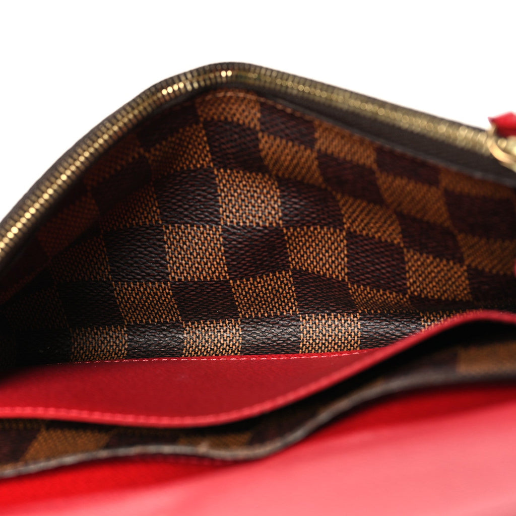 Louis Vuitton Damier Ebene Emilie Wallet Red