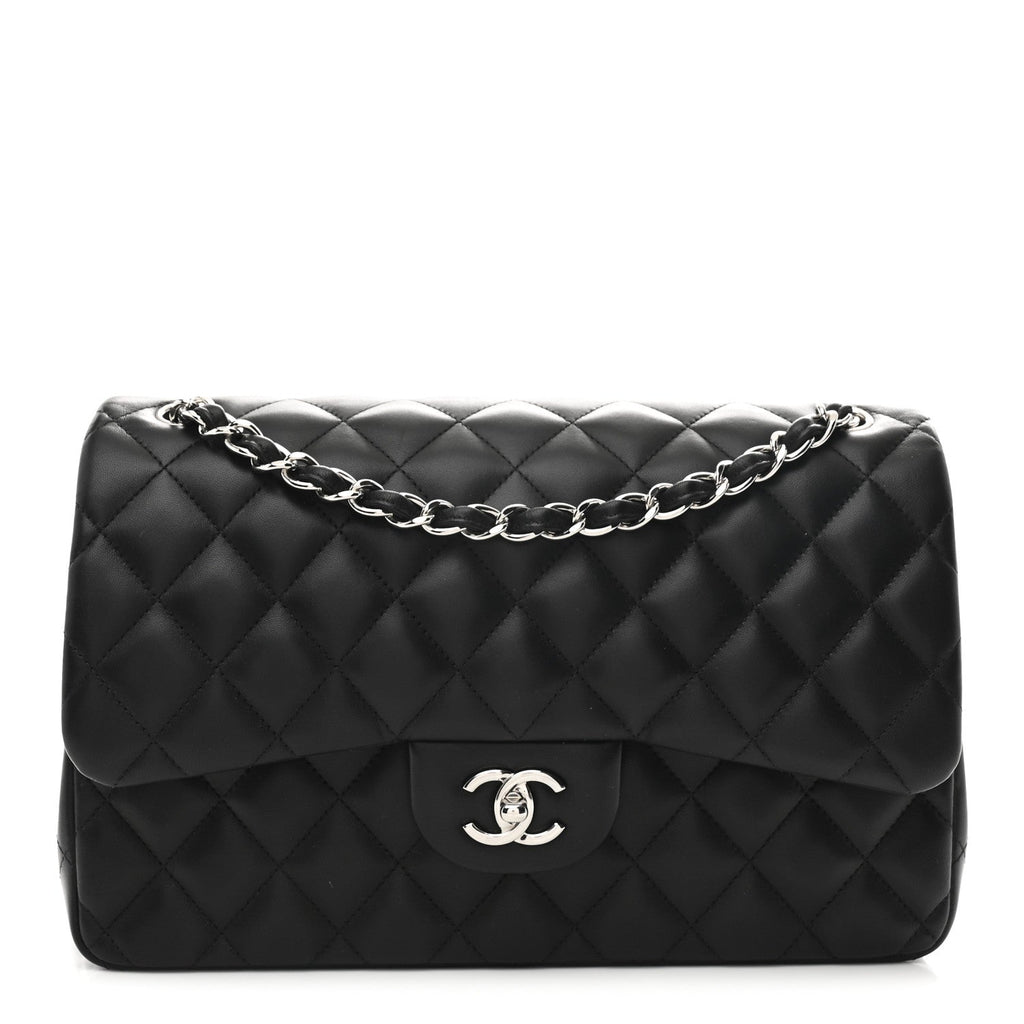 Chanel Lambskin Quilted Jumbo Double Flap Black