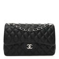 Chanel Lambskin Quilted Jumbo Double Flap Black