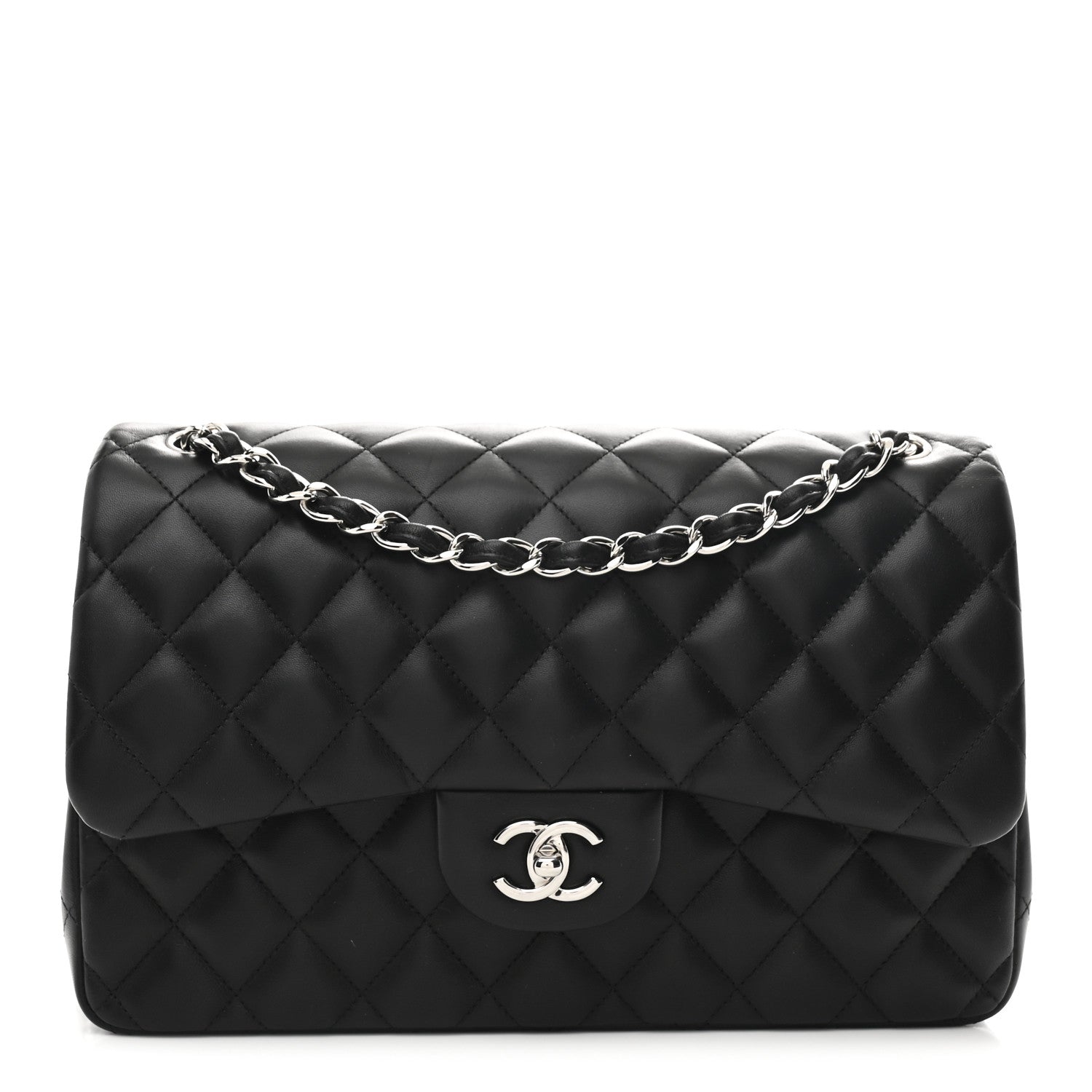Chanel Lambskin Quilted Jumbo Double Flap Black