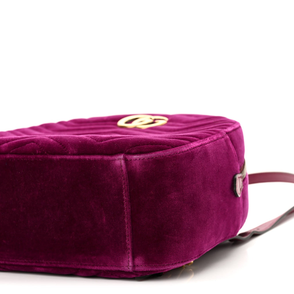 Gucci Velvet Matelasse GG Marmont Dome Backpack Fuchsia Violet Cyclamen
