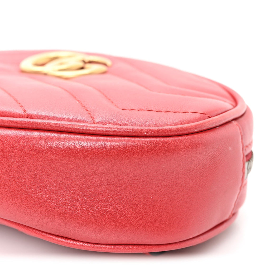 Gucci Calfskin Matelasse GG Marmont Belt Bag 75 30 Hibiscus Red