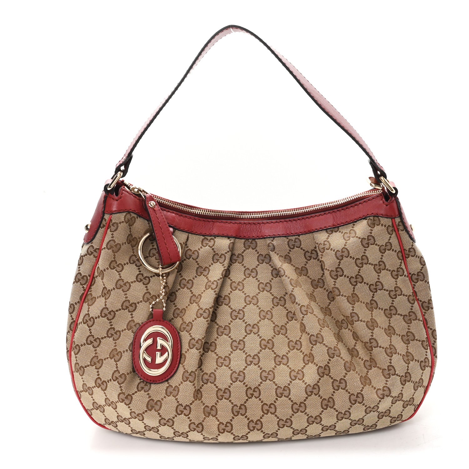 Gucci Monogram Medium Sukey Hobo Red