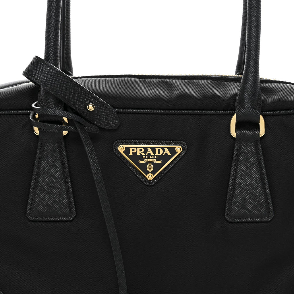 Prada Re-Nylon Saffiano Medium Re-Edition 1978 Two Handle Bag Black