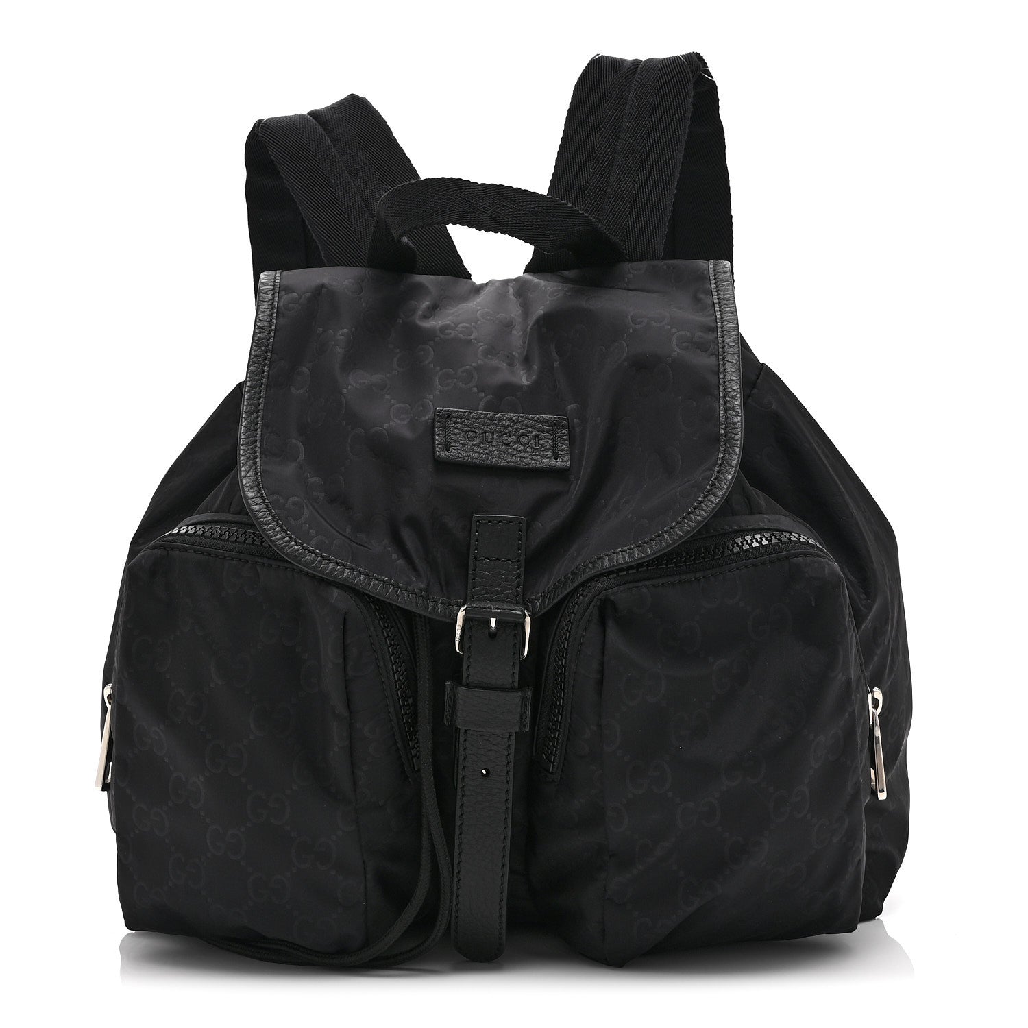 Gucci Nylon Monogram Medium Light Single Buckle Backpack Black