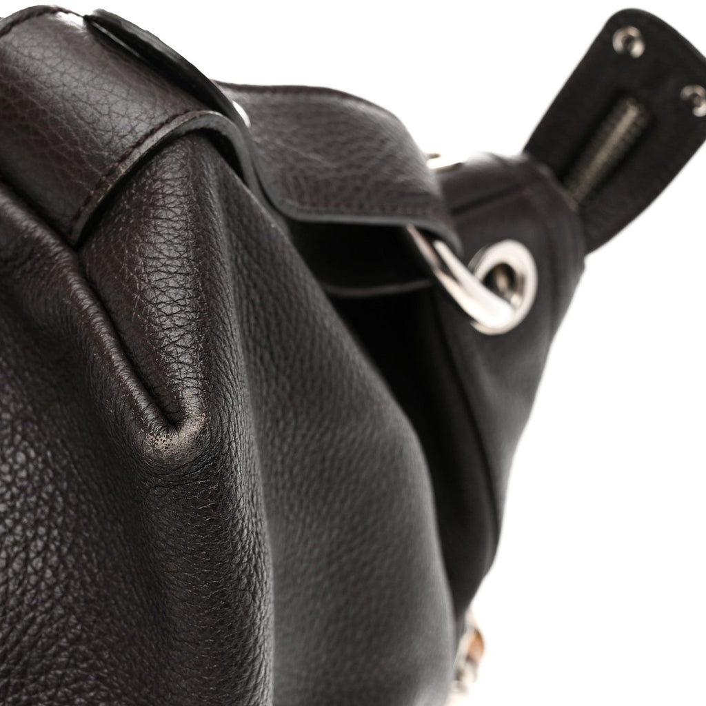 Gucci Pebbled Calfskin Large Bamboo Bar Tassel Shoulder Bag Dark Brown