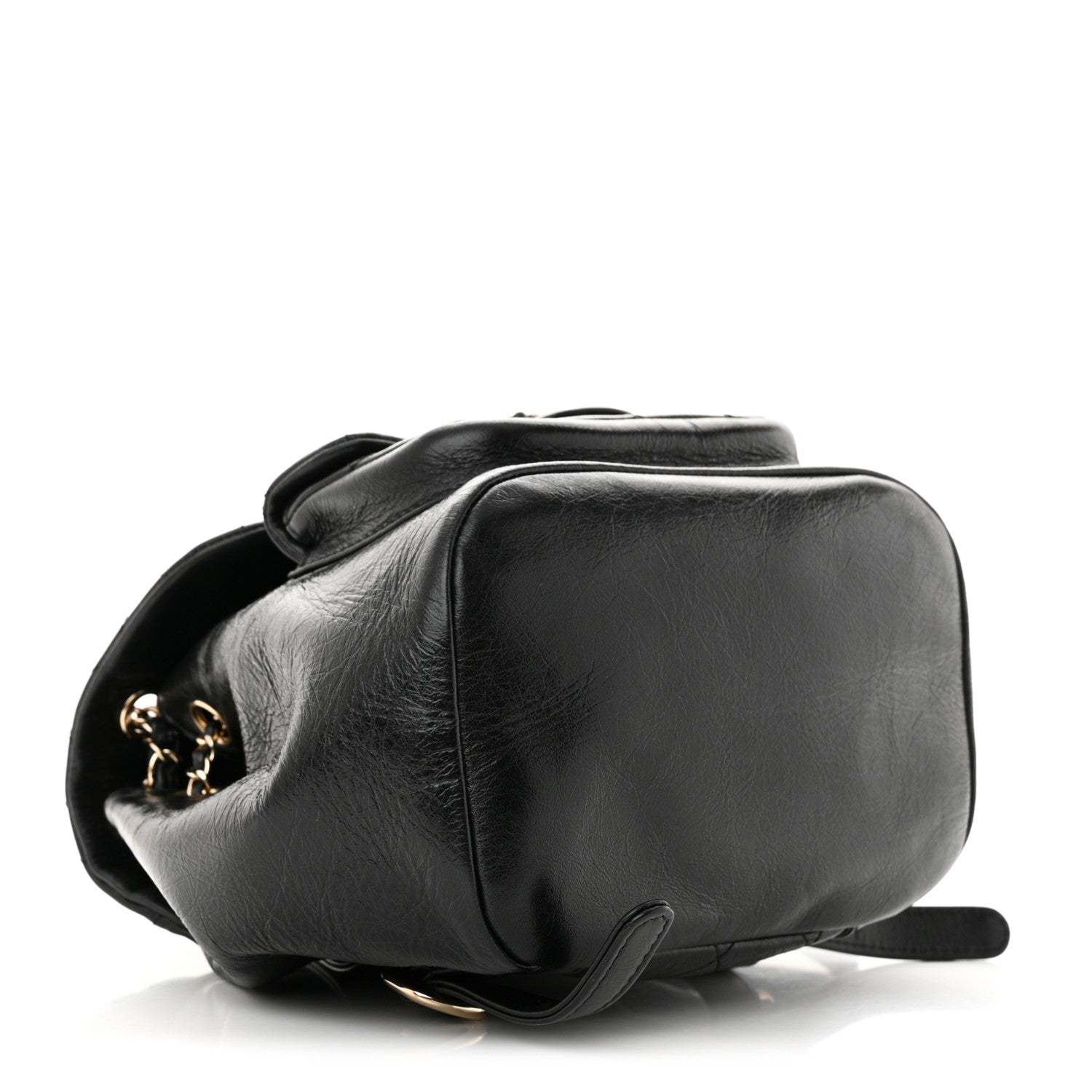 Chanel Glazed Aged Calfskin Quilted Small Duma Drawstring Backpack Black