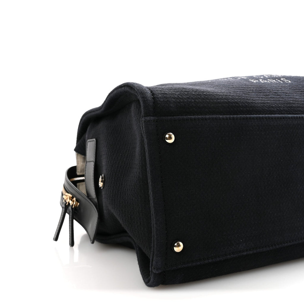 Chanel Mixed Fibers Large Deauville Bowling Bag  Black