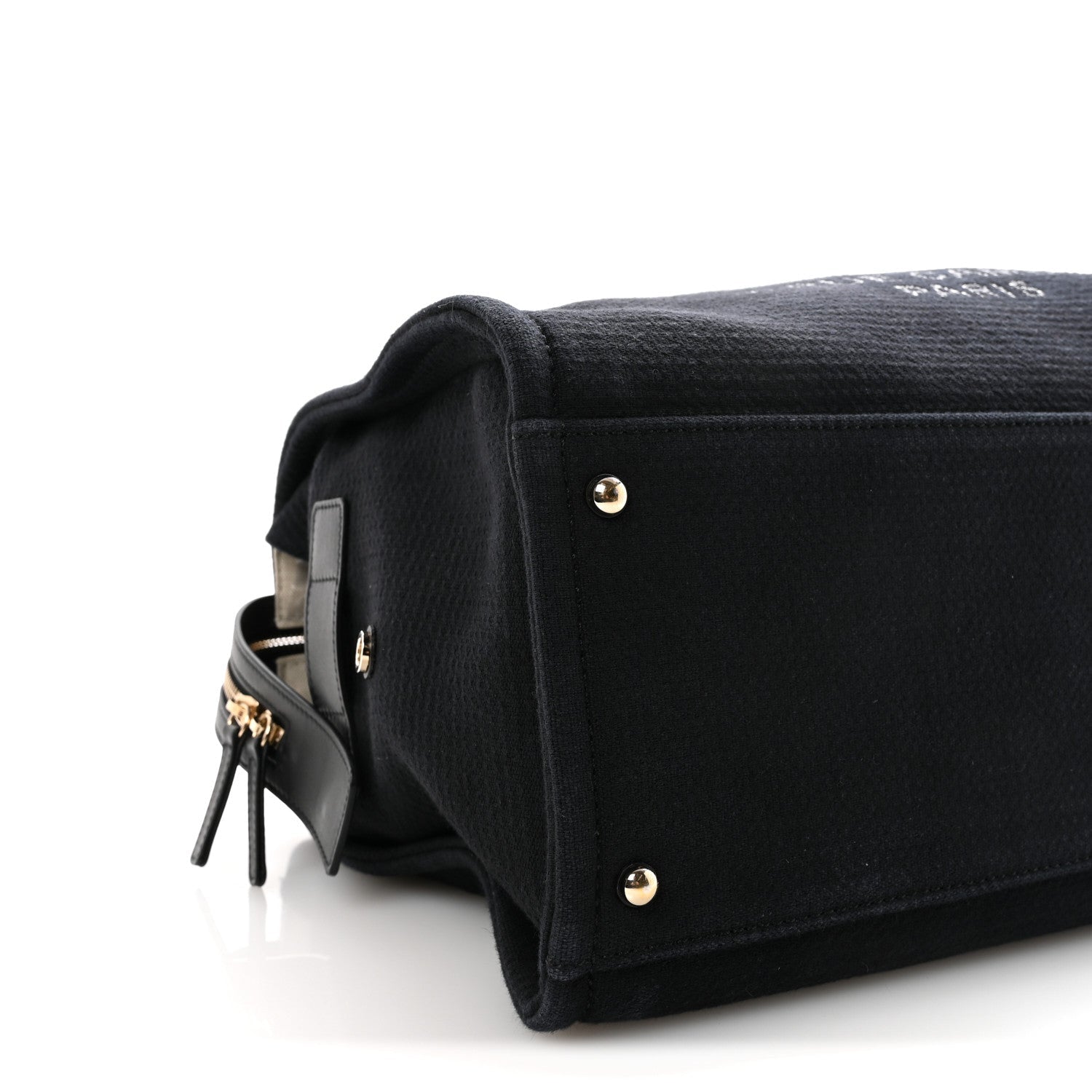 Chanel Mixed Fibers Large Deauville Bowling Bag  Black
