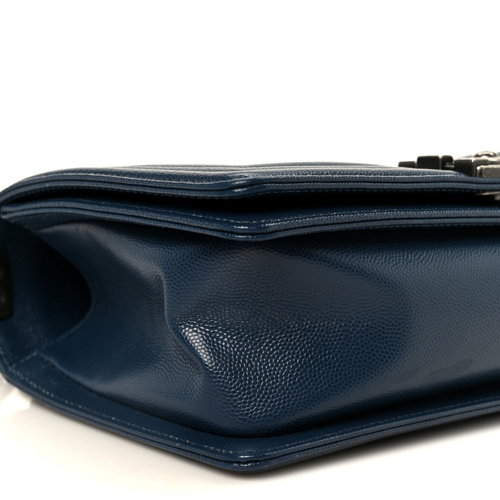 Chanel Caviar Quilted Medium Boy Flap Dark Navy Blue