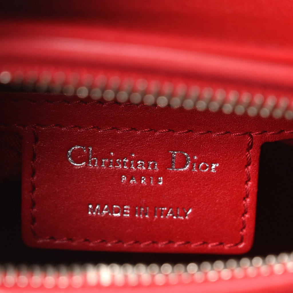 Christian Dior Lambskin Cannage Medium Lady Dior Red