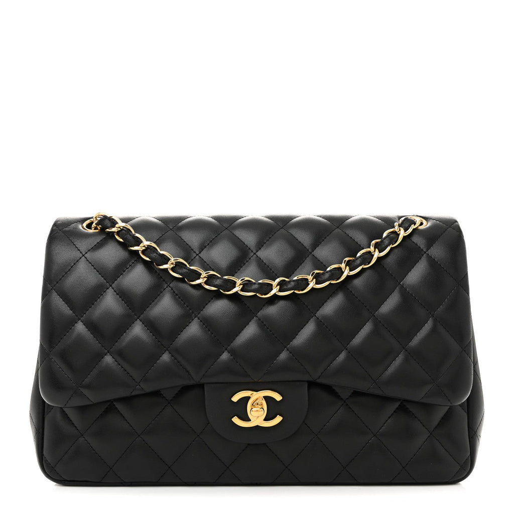 Chanel Lambskin Quilted Jumbo Double Flap Black