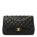 Chanel Lambskin Quilted Jumbo Double Flap Black