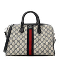Gucci GG Supreme Monogram Web Medium Ophidia Top Handle Bag Beige Blue