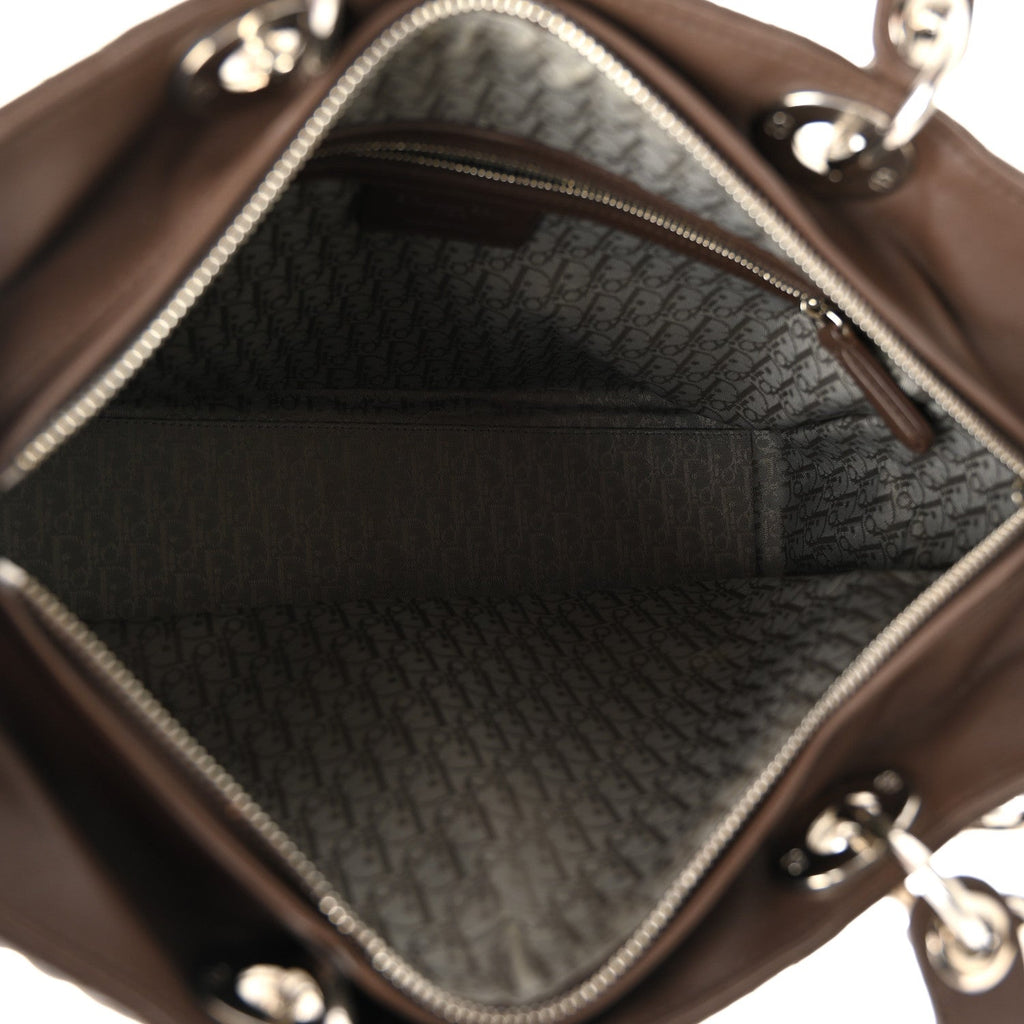 Christian Dior Lambskin Cannage Large Lady Dior Brown