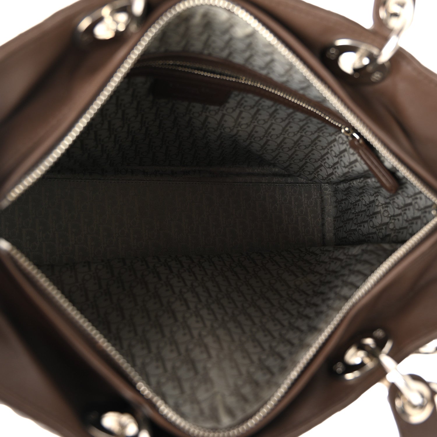 Christian Dior Lambskin Cannage Large Lady Dior Brown