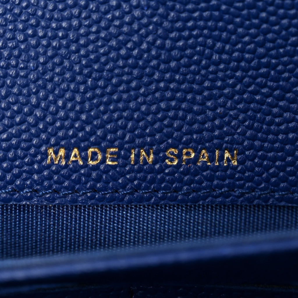 Caviar Quilted Mademoiselle Vintage Flap Wallet Blue