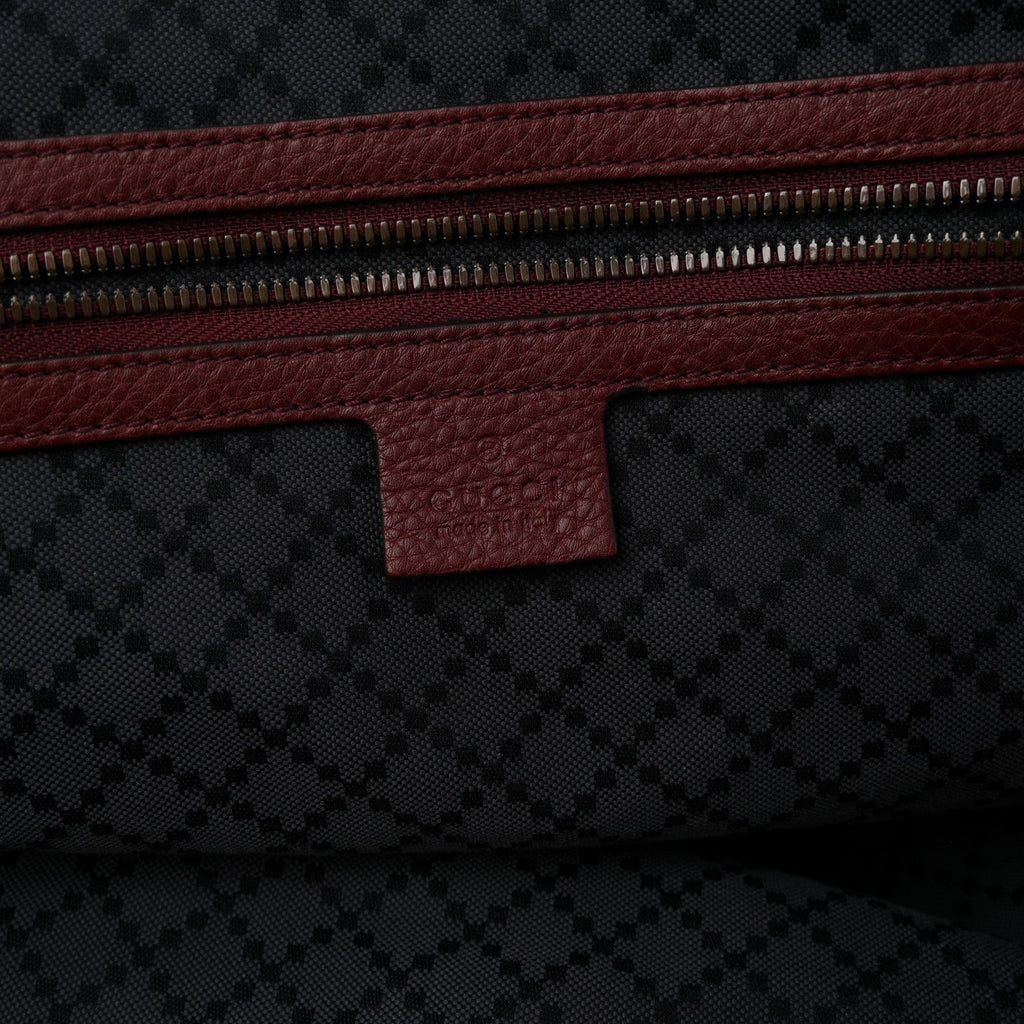 Gucci Grained Calfskin Duffle Bag Burgundy