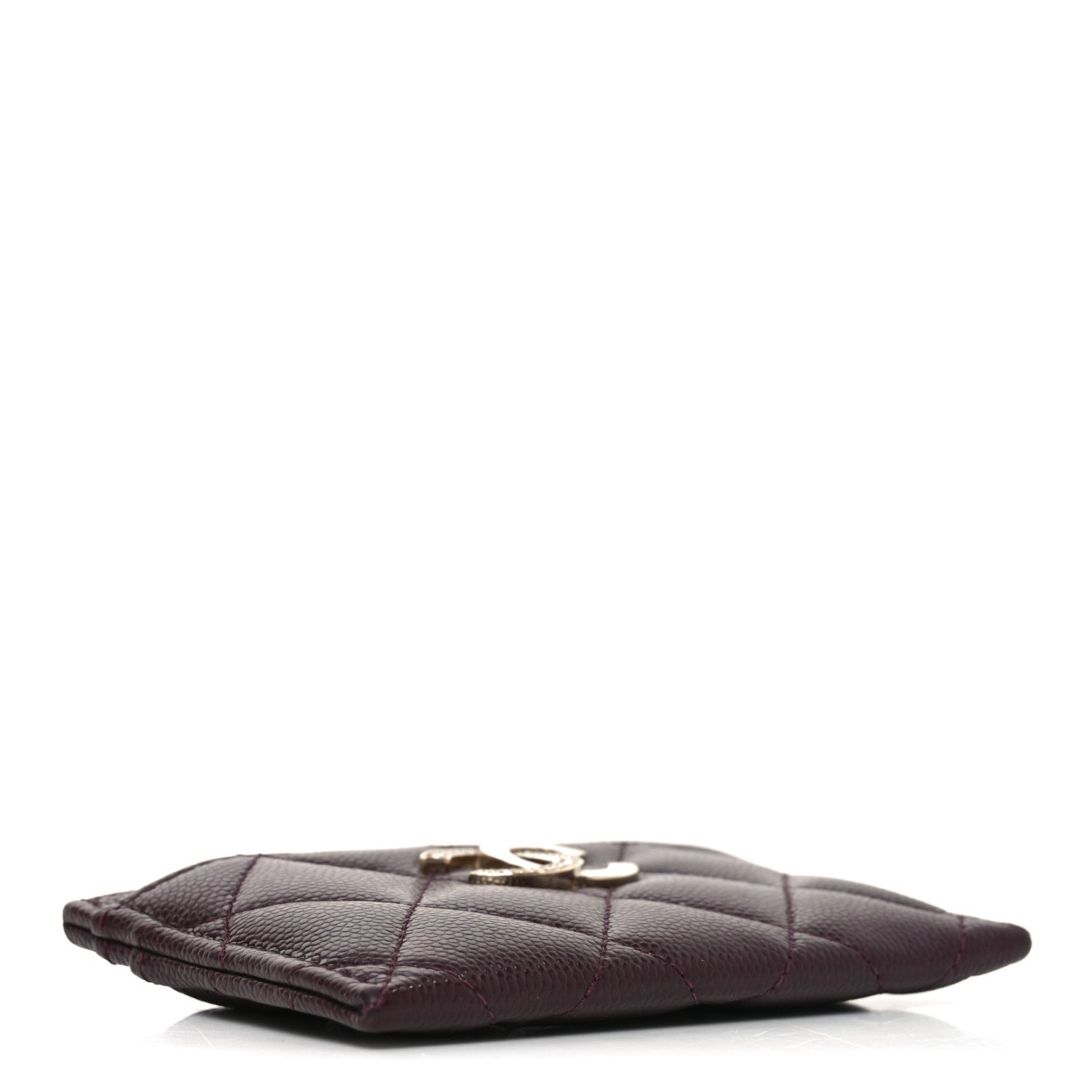 Caviar Quilted Crystal Card Holder Burgundy