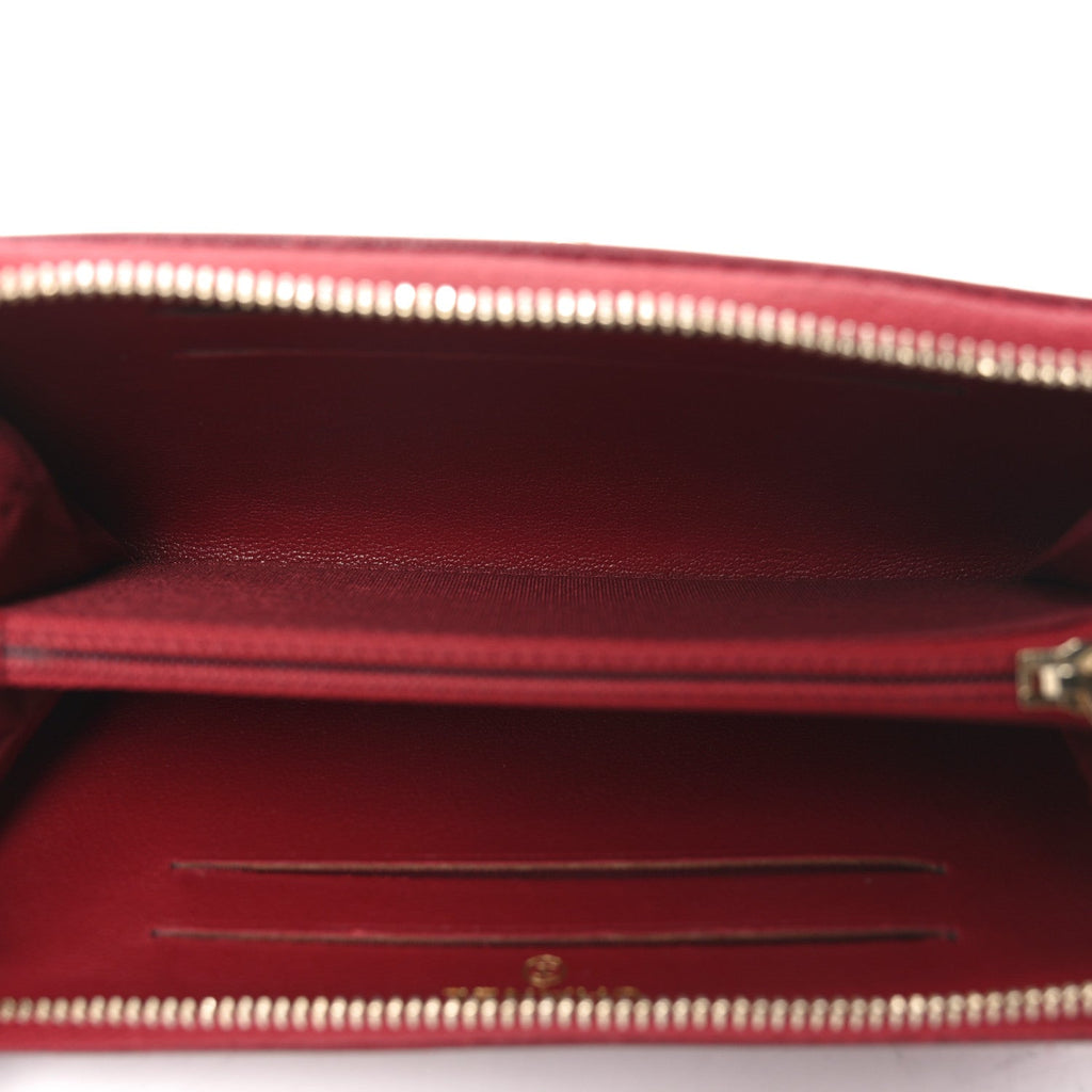 Chanel Sheepskin Quilted Medium Mademoiselle Vintage Zip Around Wallet Red