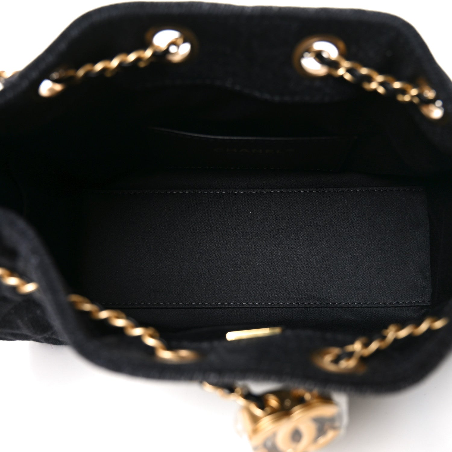 Chanel Washed Denim Quilted Mini Chanel 25 Handbag Black