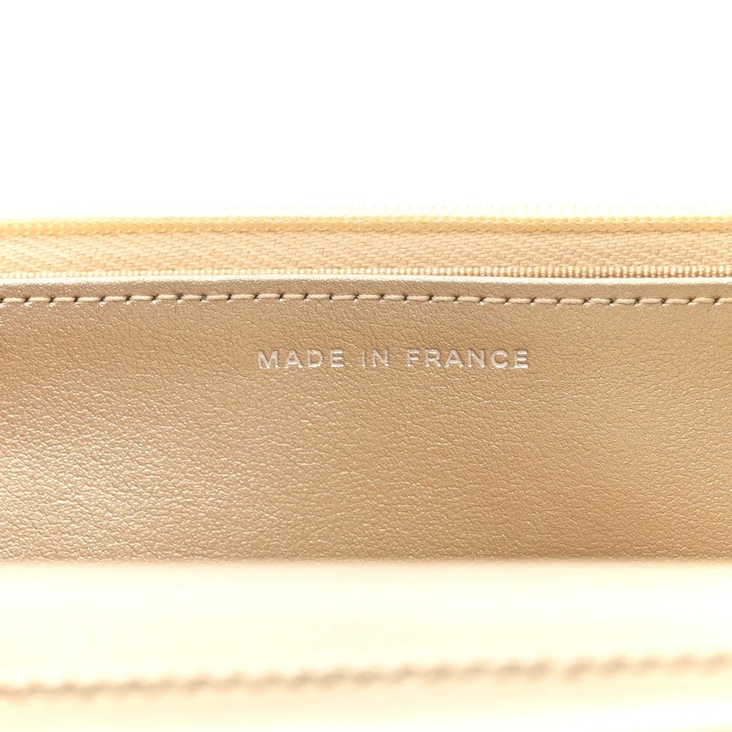 Chanel Metallic Lambskin Quilted Wallet On Chain WOC Gold Black