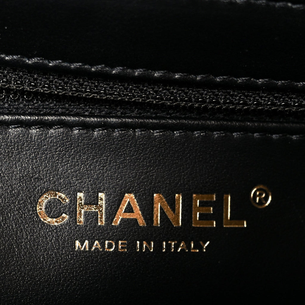 Chanel Tweed Quilted Nano Kelly Shopper Black White