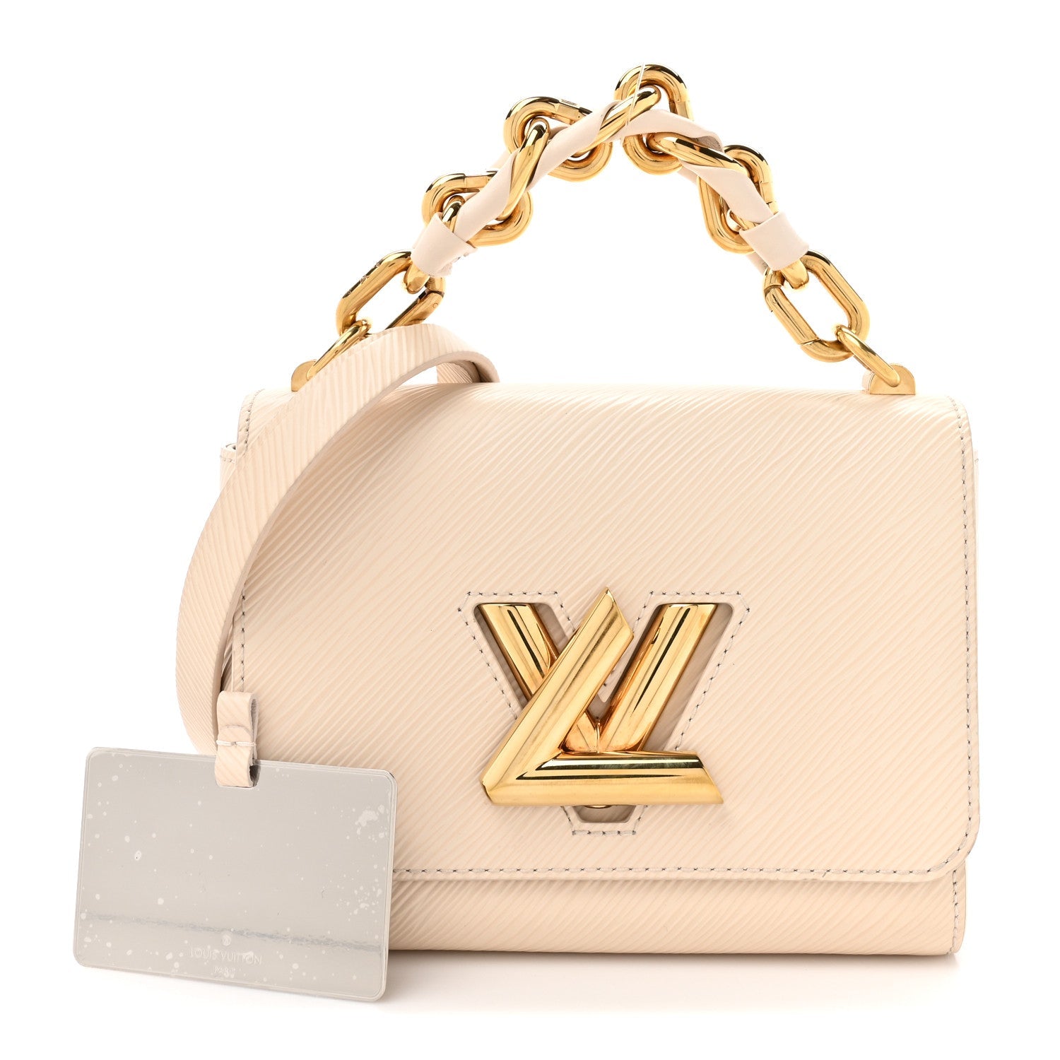 Louis Vuitton Epi Twist Braided Chain Shoulder Bag PM Quartz White