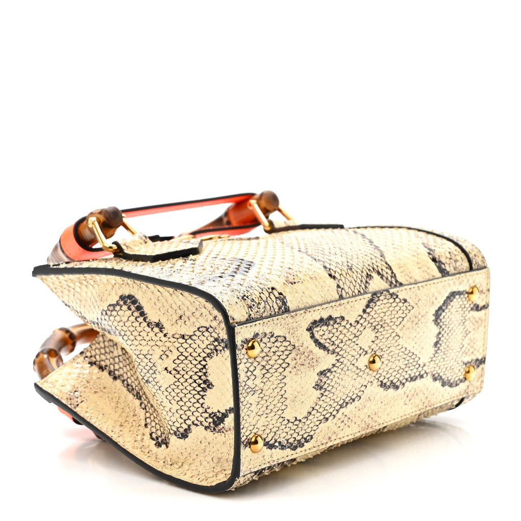 Gucci Snakeskin Mini Diana Tote Bag Beige
