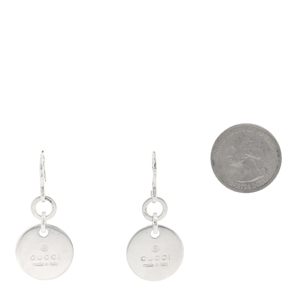 Gucci Sterling Silver Trademark Round Drop Earrings