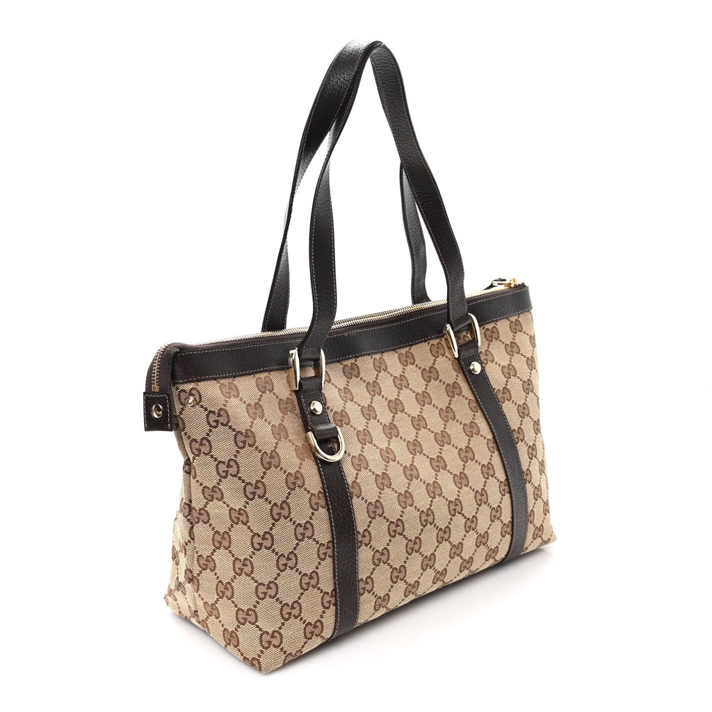 Gucci Monogram Medium Abbey Tote Dark Brown