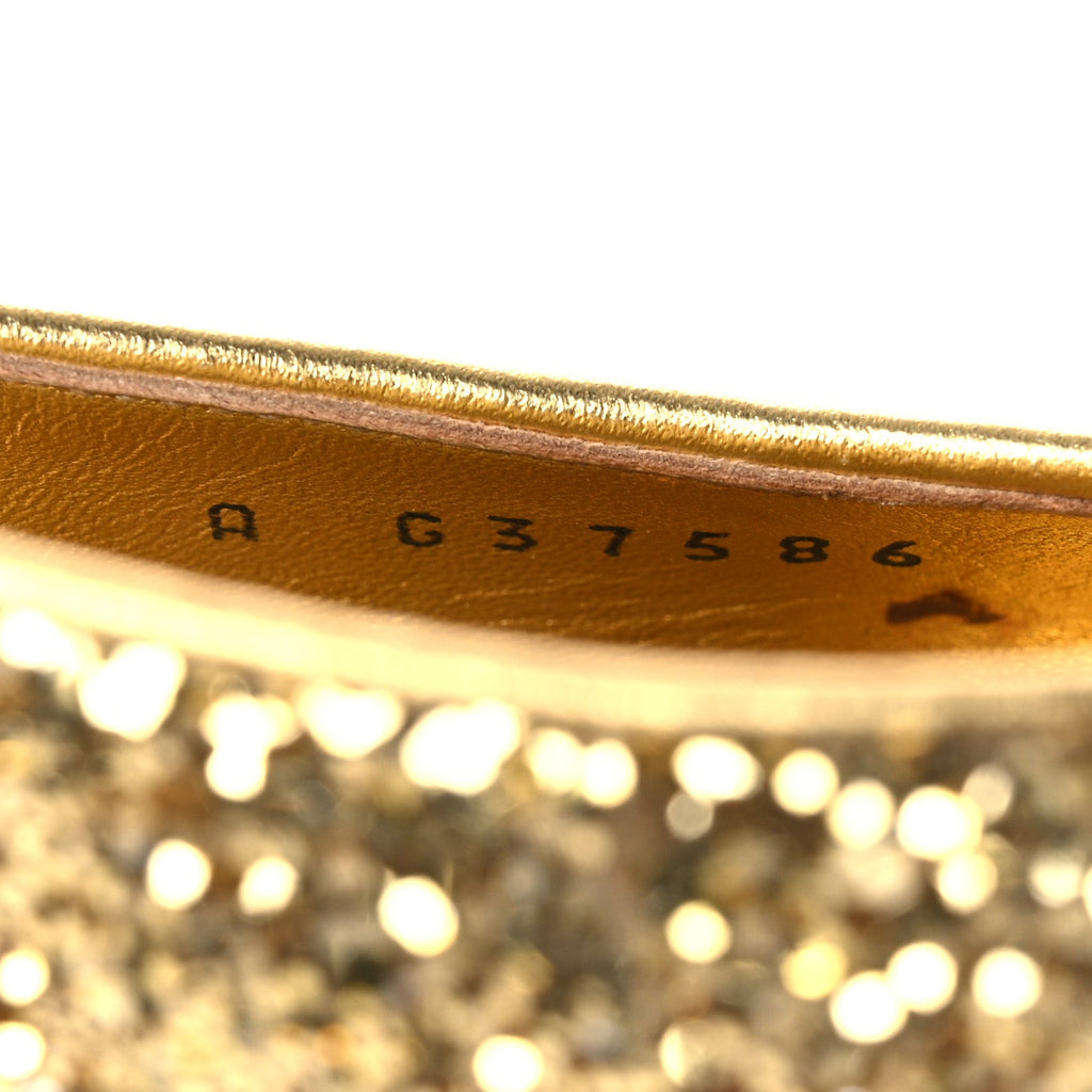 Glitter Grosgrain Cap Toe CC Slingback Pumps 38 Gold Black