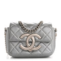 Chanel Metallic Lambskin Quilted Mini Giant CC Flap Argent
