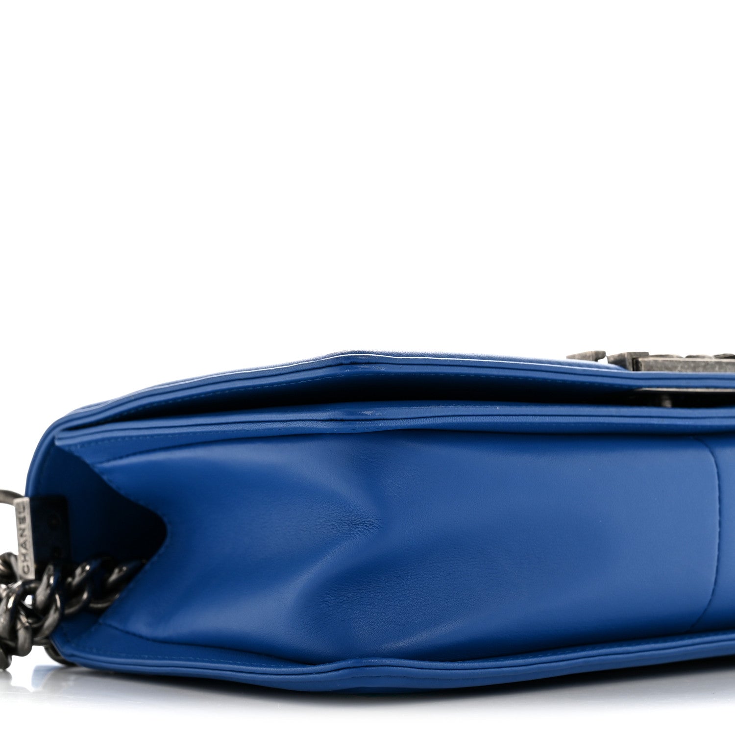 Chanel Calfskin Chevron Quilted Medium Boy Flap Blue