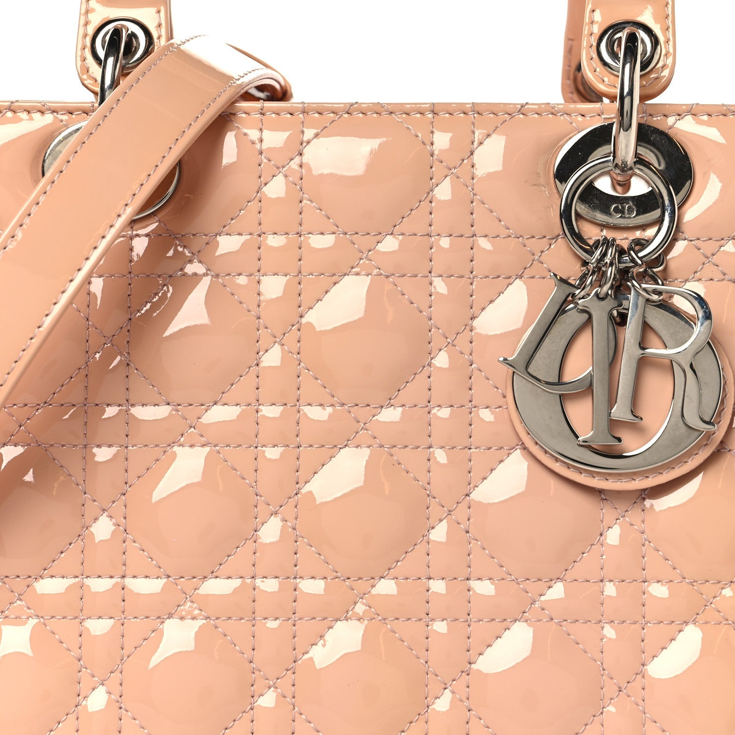 Christian Dior Patent Cannage Medium Lady Dior Rose Clair