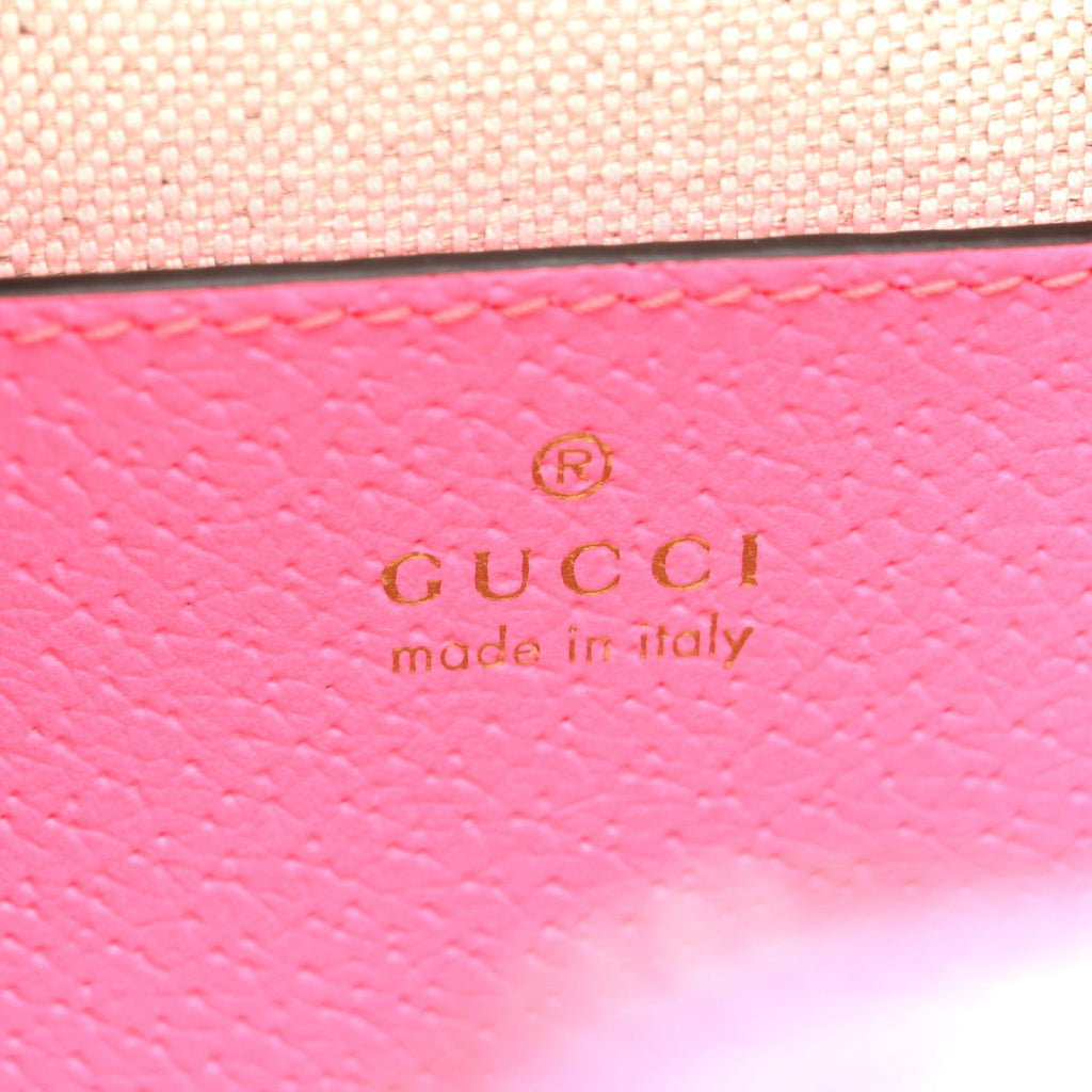 Gucci GG Supreme Monogram Textured Dollar Calfskin Web Ophidia Small Crossbody Bag Beige Ebony Fuchsia