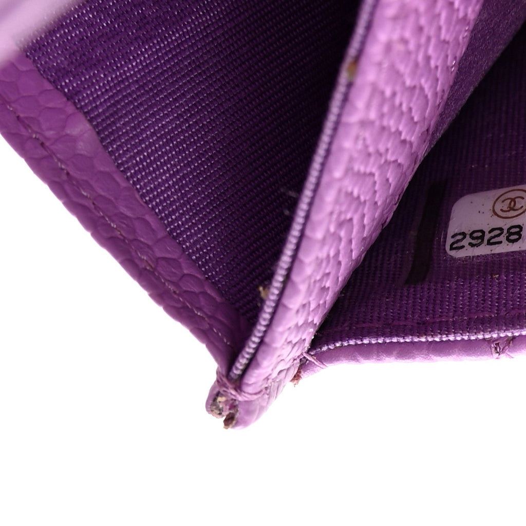 Caviar Quilted Boy Flap Card Holder Purple