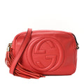 Gucci Pebbled Calfskin Small Soho Disco Bag Tabasco Red