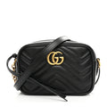 Gucci Calfskin Matelasse Mini GG Marmont Chain Shoulder Bag Black