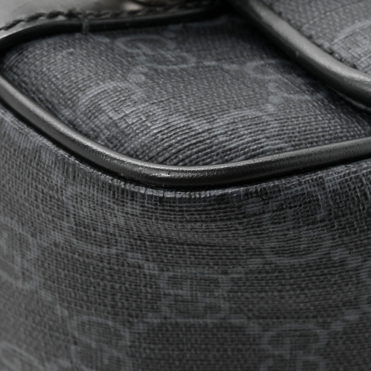 Gucci GG Supreme Monogram Textured Dollar Calfskin Retro Interlocking G Flap Messenger Bag Black