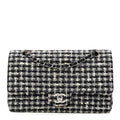 Chanel Tweed Quilted Medium Double Flap Black