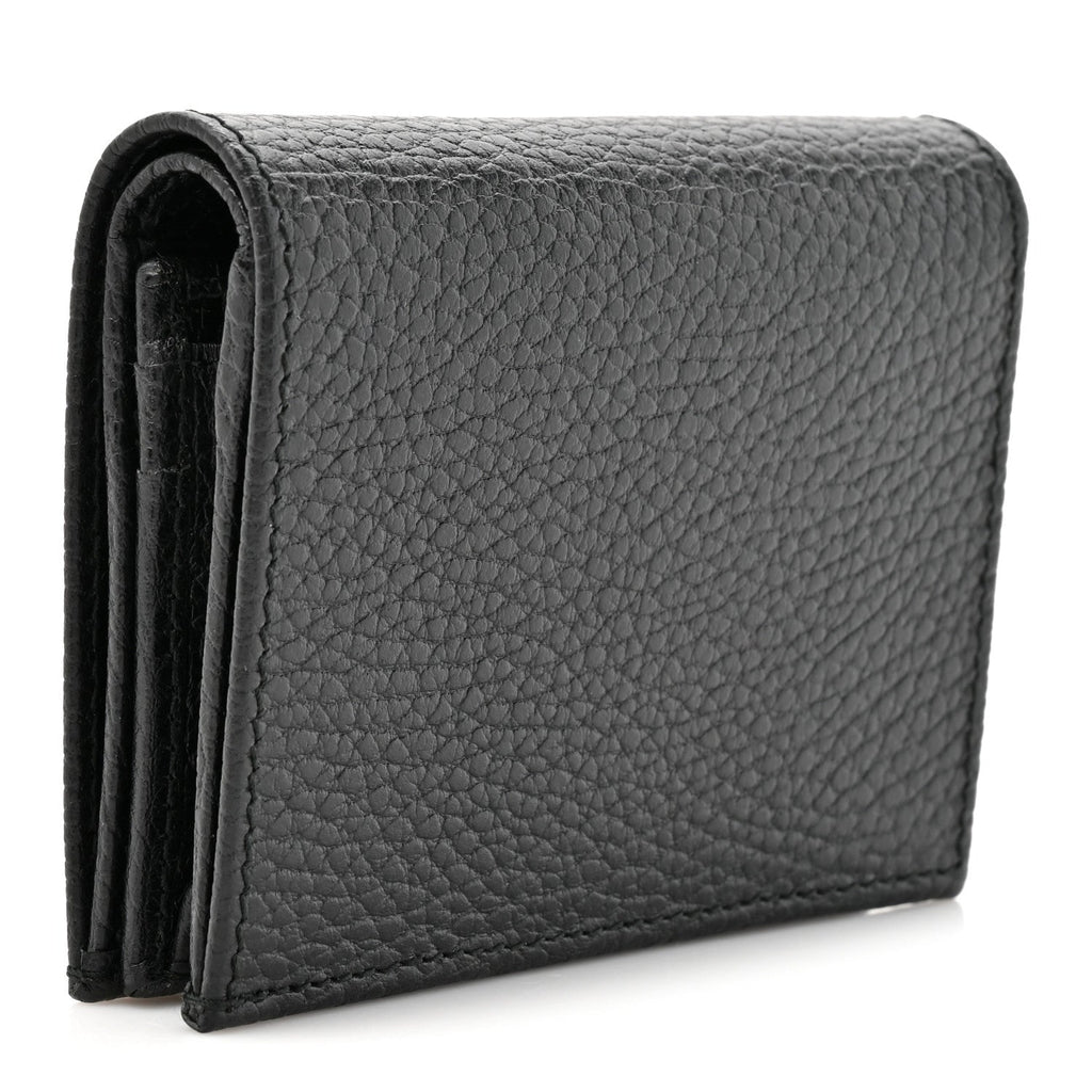 Gucci Pebbled Calfskin GG Marmont Card Case Black