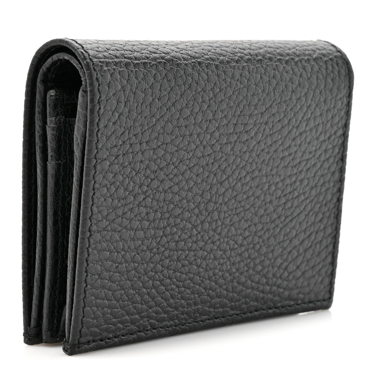 Gucci Pebbled Calfskin GG Marmont Card Case Black