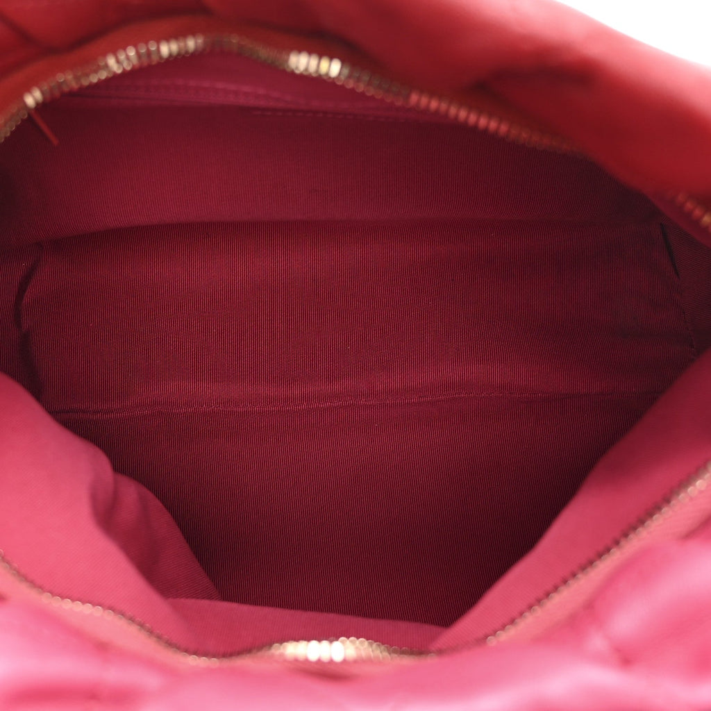 Chanel Calfskin Quilted Coco Shelter Bowling Bag Dark Pink Red