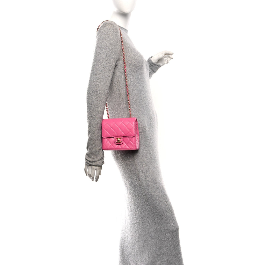 Chanel Goatskin Quilted Mini Square Flap Pink
