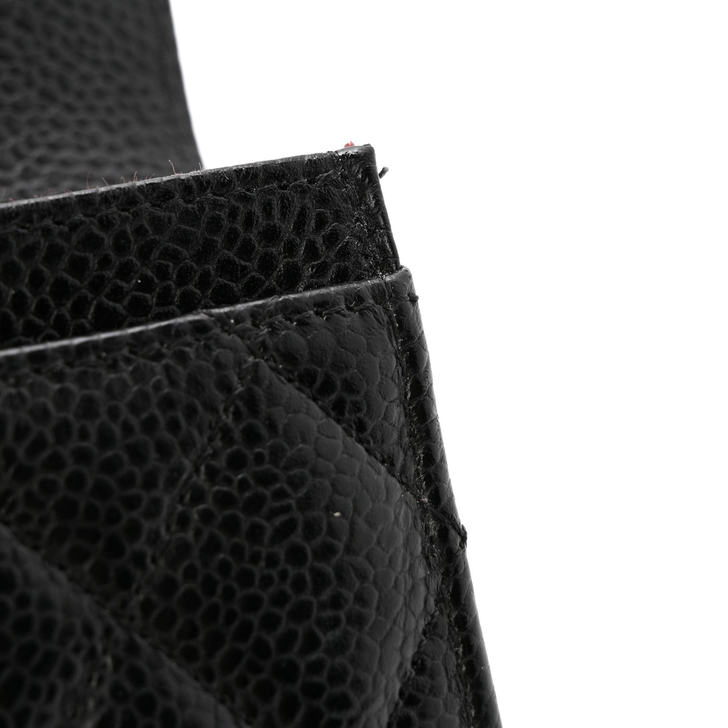 Caviar Quilted Flap Card Holder Wallet Black